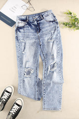 Splatter Distressed Acid Wash Jeans
