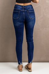 Distressed Button Fly Skinny Jeans