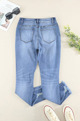 High Waist Frayed Hem Skinny Jeans